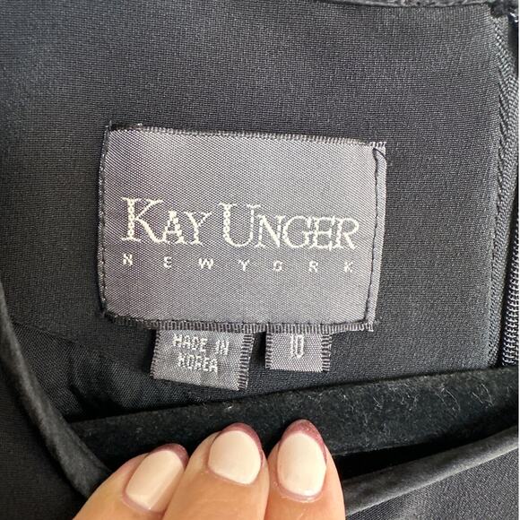 Kay Unger Women's Vintage Black 100% Silk Short Sleeve Shift Dress,Size 10,EUC - Picture 2 of 6